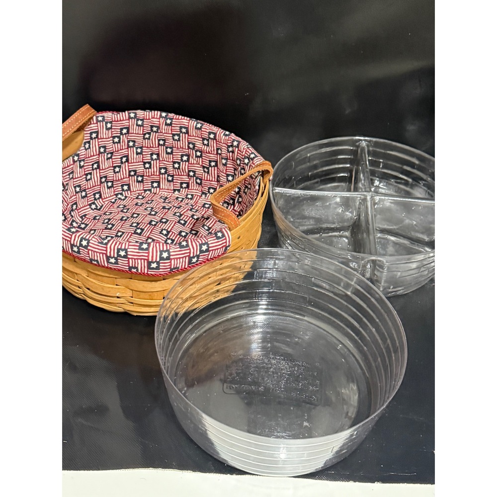 longerberger patriotic darning basket, liner, and protectors